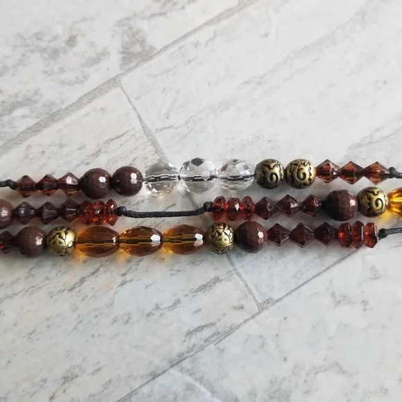 Cookie Lee glass bead necklace brown orange gold NWT - Picture 8 of 11